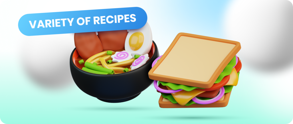 Variedade de receitas